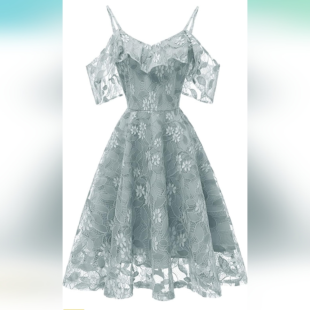 Floral Lace Cold Shoulder Dress/ Womens MED